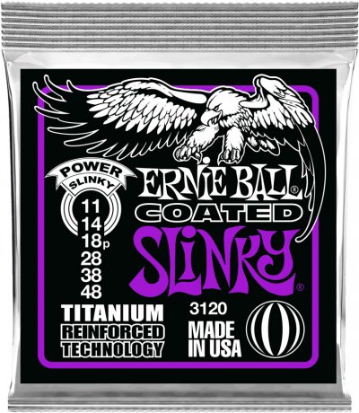 ERNIE BALL  3120 Coated Power Slinky Slinky Power Jeu De Cordes .011 - .048