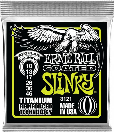 ERNIE BALL  3121 Coated Regular Slinky Slinky Regular Jeu De Cordes G.&Eacute;lectr. .010 - .046