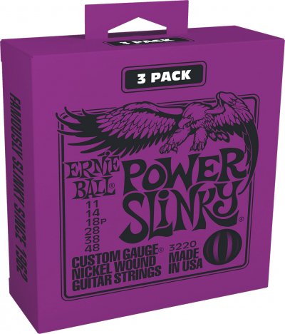 ERNIE BALL  3220 - 3 jeux de cordes guitare &eacute;lectrique - Power Slinky - 11-48