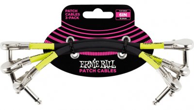 ERNIE BALL  6059 - 3 c&acirc;bles patchs coud&eacute;s fins noirs - 15cm