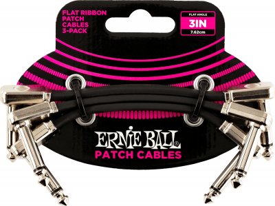ERNIE BALL  6220 - Cables Patch Pack De 3 - Coud&eacute; Fin & Plat - 7,5 Cm