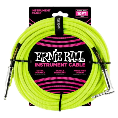 ERNIE BALL  C&acirc;ble pour instrument, 3 m, jaune fluo