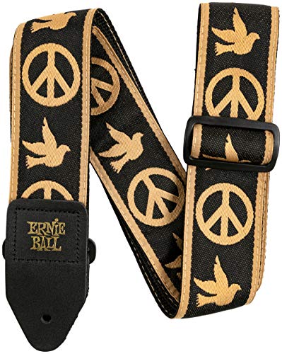 ERNIE BALL  Sangle en jacquard, symbole Peace and Love et colombe