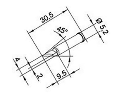 ERSA  0102BDLF20 Panne de fer &agrave; souder Taille de la panne 2 mm Contenu