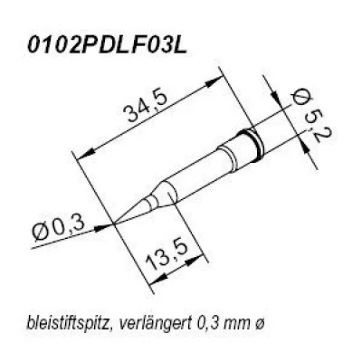 ERSA  0102PDLF03L Panne de fer &agrave; souder forme de crayon Taille de la panne 0.30 mm Contenu
