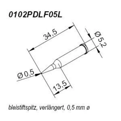 ERSA  0102PDLF05L Panne de fer &agrave; souder forme de crayon Taille de la panne 0.50 mm Contenu