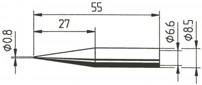 ERSA  842 SD Panne de fer &agrave; souder forme de crayon, rallong&eacute;e Taille de la panne 0.8 mm Contenu