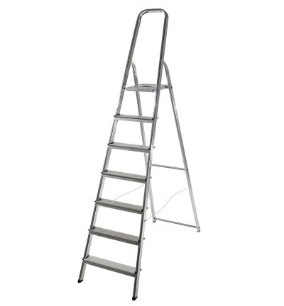 SELEKTA Escabeau m&atilde; nager pliable en aluminium 7 marches l&atilde; ger 