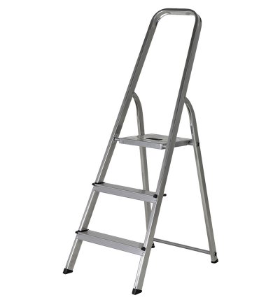 SELEKTA Escabeau m&eacute;nager pliable en aluminium 3 marches l&eacute;ger 
