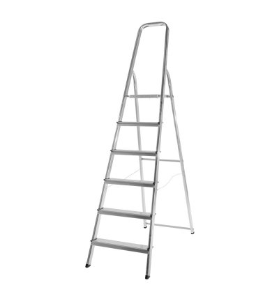 SELEKTA Escabeau m&eacute;nager pliable en aluminium 6 marches l&eacute;ger 