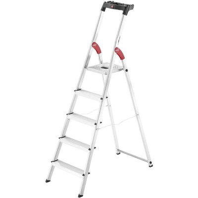 HAILO Escabeau s&eacute;curis&eacute; pliable en aluminium 5 marches ultra l&eacute;ger  L60