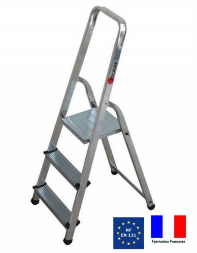 ESCALUX  - Escabeau m&eacute;nager de s&eacute;curit&eacute; Aluminium 3 marches Hauteur 2,55 m - ALUMIXTE