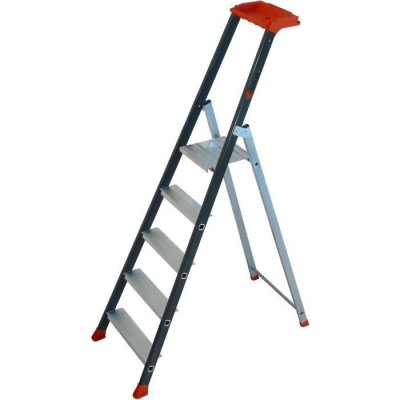 ESCALUX  V22455 Prolux Plus Escabeau Professionnel 5 Marches, Gris