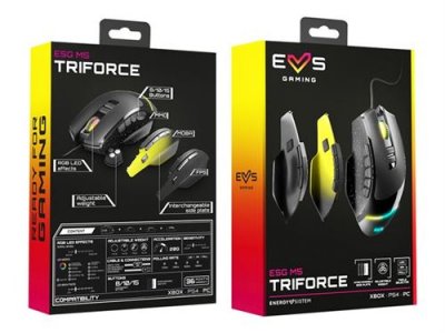 ENERGY SISTEM ESG M5 TRIFORCE - Souris - ergonomique - optique - 15 boutons - filaire - USB 2.0 