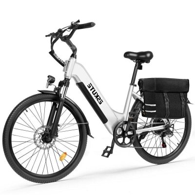 ESKUTE  C202 V&eacute;lo &Eacute;lectrique 250W 48V17.5Ah 26'' accessoires - Blanc
