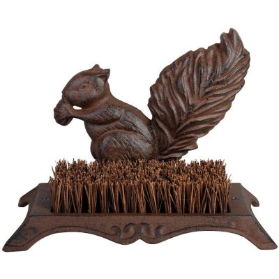 BEST FOR BOOTS Esschert Design - Brosse pieds d&eacute;coration &eacute;cureuil fonte