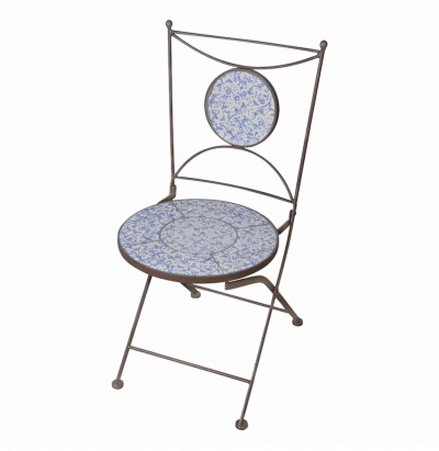 ESSCHERT DESIGN  - Chaise jardin fer forg&eacute; c&eacute;ramique