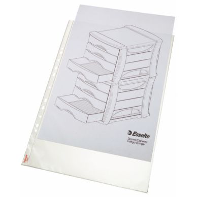 ESSELTE  55231 Pochettes Perfor&eacute;es En Polypropyl&egrave;ne Grain&eacute; A3 80 Transparent Lot De 50