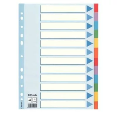 ESSELTE  Intercalaires en carton, uni, A4, 12 touches - Lot de 9