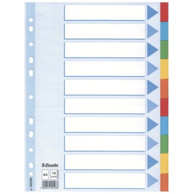 ESSELTE  Intercalaires en carton, unis, A4, 10 touches - Lot de 10