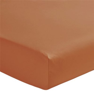  ESSIX Drap housse en percale de coton couleur Ecureuil - 140 x 190 cm