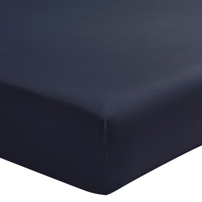 ESSIX  - Drap Housse Royal Line Percale de Coton Bleu nuit 160 x 200 cm