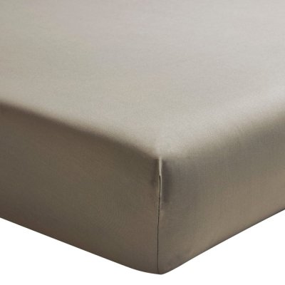 ESSIX  - Drap Housse Royal Line Percale de Coton Taupe 140 x 190 cm
