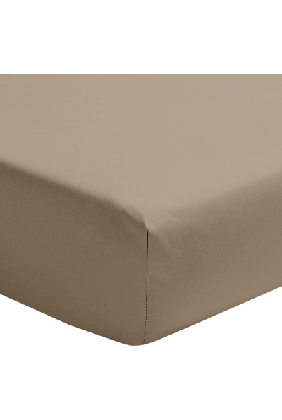 ESSIX  - Drap Housse Royal Line Percale de Coton Taupe 140 x 200 cm