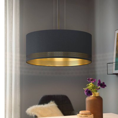 EGLO Esteperra plafonnier suspendu cylindrique &agrave; 3 lampes noir
