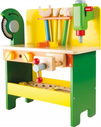 SMALL FOOT Etabli ""christian"" en bois jaune vert