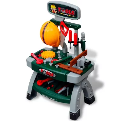 VIDAXL Etabli-jouet avec outils pour enfants vert + gris