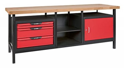KS TOOLS Etabli professionnel d'atelier 1 porte et 3 tiroirs, L.2m