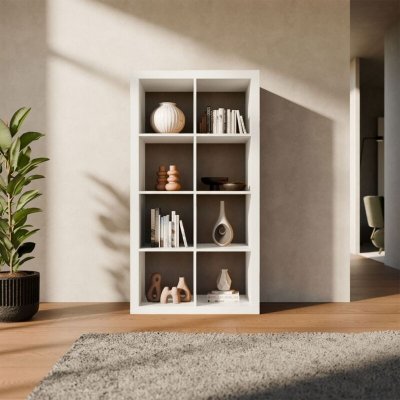 Etag&egrave;re biblioth&egrave;que 8 compartiments, blanc