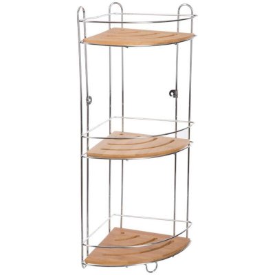 Etag&egrave;re d'angle de douche Bambou - 26 x 19 x 56 - Argent