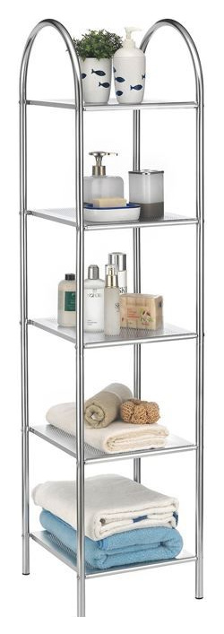 Etag&egrave;re de salle de bain SECA avec 5 tablettes, en m&eacute;tal chrom&eacute;