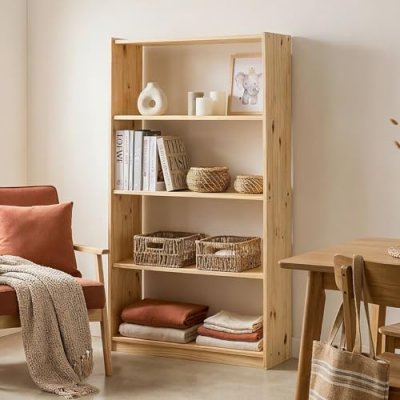 Etag&egrave;re en pin REGALE, 5 tablettes, vernis naturel