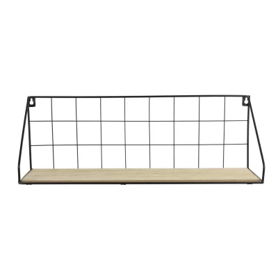 Etag&egrave;re filaire en bois et m&eacute;tal 45 cm - Noir