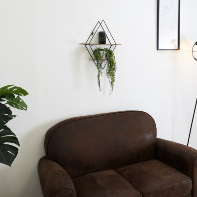 Etag&egrave;re industrielle losange en bois et m&eacute;tal 46 cm