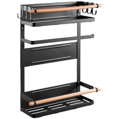 MACLEAN Etag&egrave;re magn&eacute;tique pour r&eacute;frig&eacute;rateur / lave-linge, noir, 12kg max, MC-910