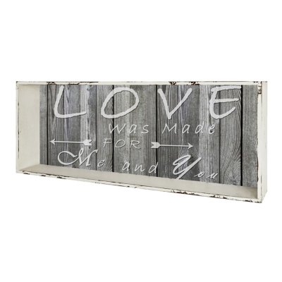 Etag&egrave;re murale en bois structure blanc essuy&eacute; sur fond texte l76cm