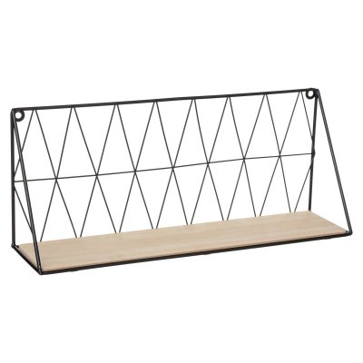 Etag&egrave;re murale en m&eacute;tal filaire - Noir - L. 20 x P. 12.5 x H. 47.9 cm