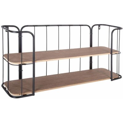 Etag&egrave;re murale Jordi - 75 x 20 x 36 cm - Acier et bois - Noir