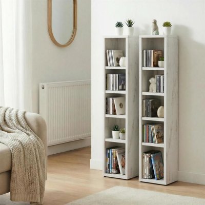 Etag&egrave;res modulables MUSIQUE pour CD et DVD, en m&eacute;lamin&eacute; d&eacute;cor shabby chic