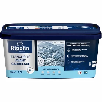 RIPOLIN Etanch&eacute;it&eacute; avant carrelage Blanc Mat Pot 2.5l