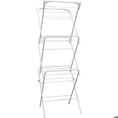 JARDIMOBILIDECO Etendoir &agrave; linge accord&eacute;on 10 m&egrave;tres de s&eacute;chage blanc Blanc