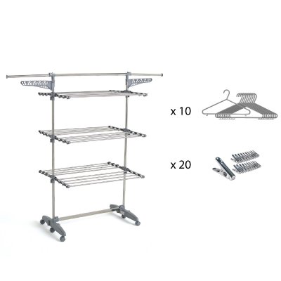 KITCHEN MOVE Etendoir &agrave; linge et accessoires EXTRA Gris Acier 25m
