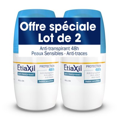 ETIAXIL  D&eacute;odorant anti-transpirant 48h lot de 2 roll on 50ml