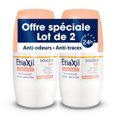 ETIAXIL  D&eacute;odorant Douceur 48H Roll-On Lot de 2 X 50 ml - Lot 2 x 50 ml