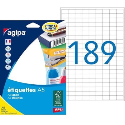 APLI Etiquette adh&eacute;sive Agipa A5 09x13 - etui 3024