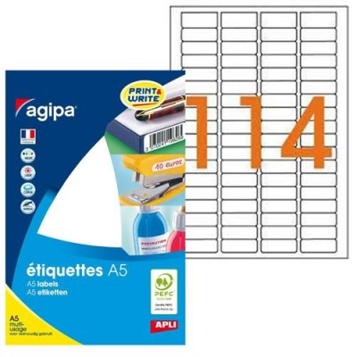 APLI Etiquette adh&eacute;sive Agipa A5 10x22 - etui 1824